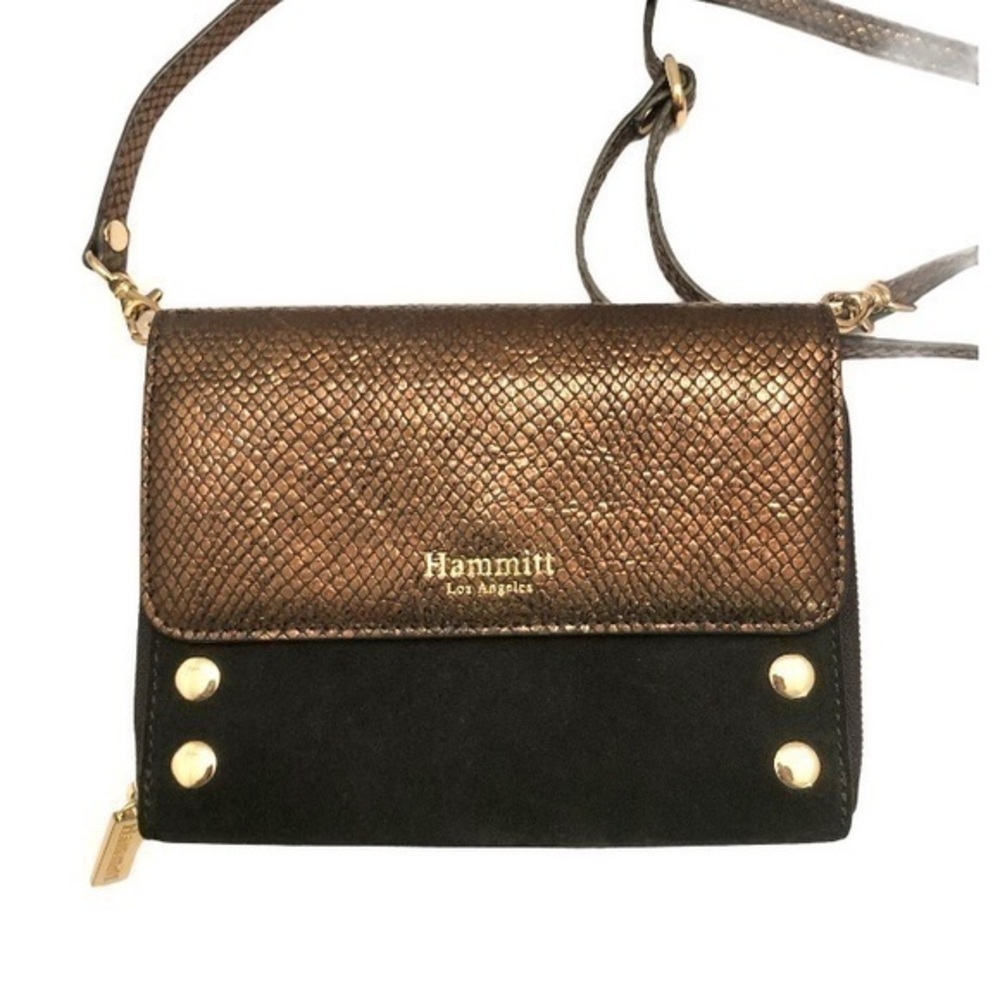 Hammitt black snakeskin embossed suede leather bag